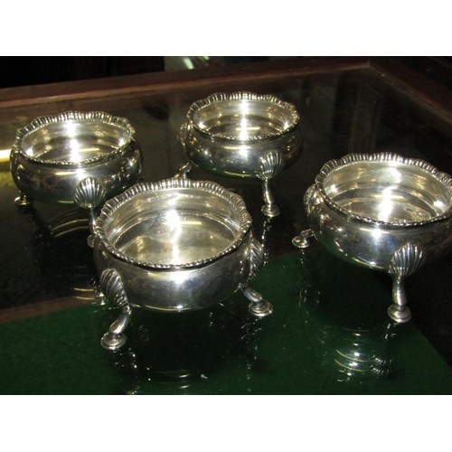 1236 - Set of Four Irish Antique Solid Silver Salts of Attractive Form by William Bond Hallmarks to Base Ea... 