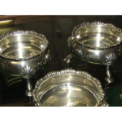 1236 - Set of Four Irish Antique Solid Silver Salts of Attractive Form by William Bond Hallmarks to Base Ea... 