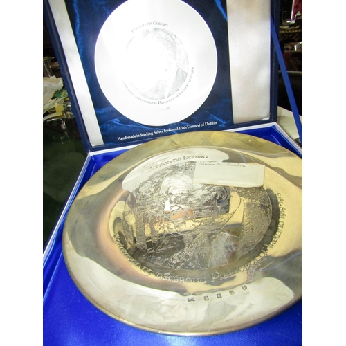 1237 - Solid Silver Salver Commemorating Eamon De Valera President of Ireland 1959-1973 Approximately 10 In... 