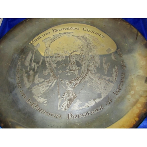 1238 - President Erskine Hamilton Childers Solid Silver Commemorative Salver Irish Approximately 10 Inches ... 