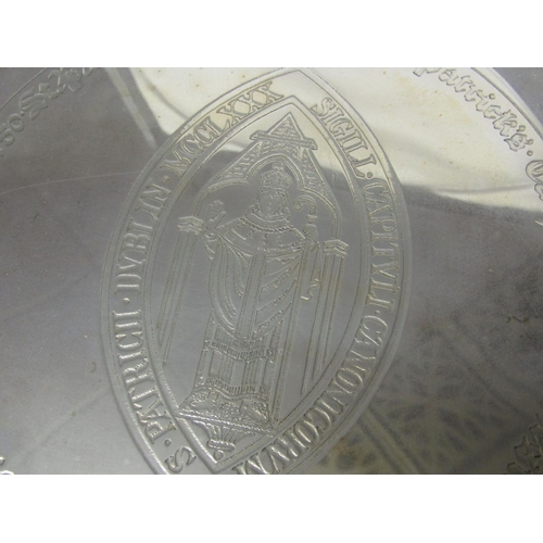 1240 - Irish Solid Silver Commemorative Salver St Patricks Cathedral Approximately 11 Inches Diameter conta... 