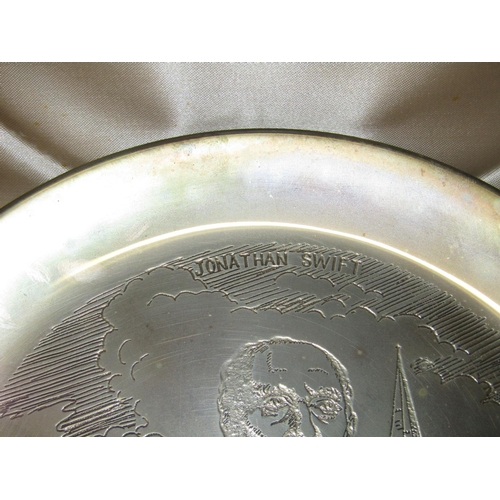 1242 - Jonathan Swift Solid Silver Commemorative Salver Approximately 11 Inches Diameter contained within O... 