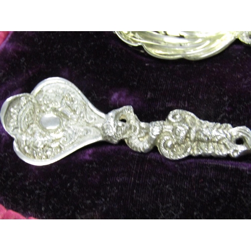 1246 - Set of Three Antique Solid Silver Gilt Decorated Spoons of Attractive Form Well Chased and Detailed ... 