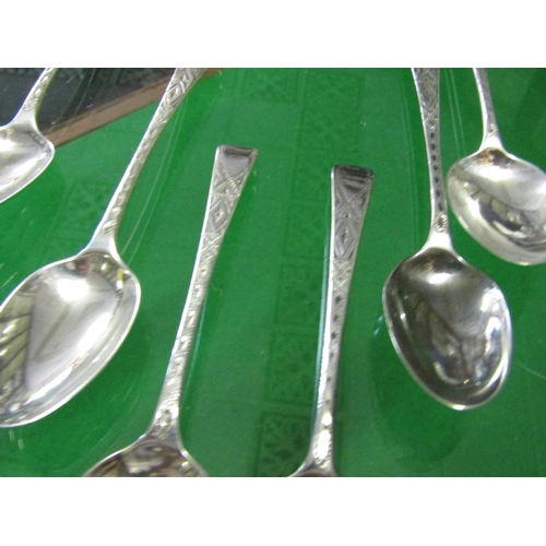 1247 - Set of Six Regency Teaspoons with Bright Cut Detailing