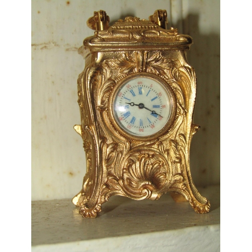 1264 - Rococo Form Neat Size Carriage Clock Working Order with Roman Numeral Decorated Dial Approximately 4... 