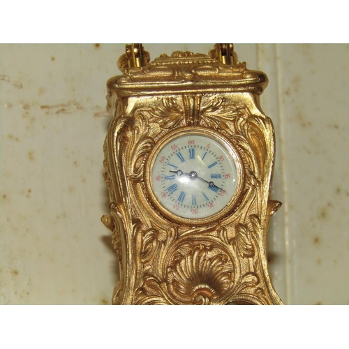 1264 - Rococo Form Neat Size Carriage Clock Working Order with Roman Numeral Decorated Dial Approximately 4... 