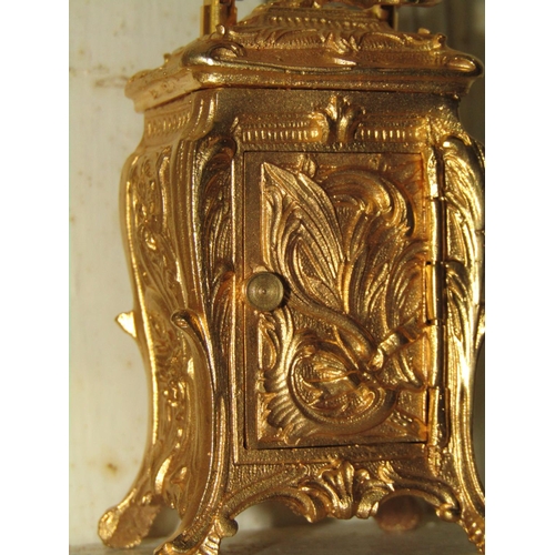 1264 - Rococo Form Neat Size Carriage Clock Working Order with Roman Numeral Decorated Dial Approximately 4... 