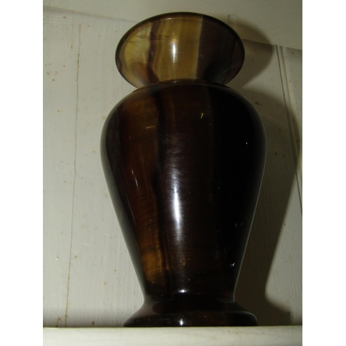 1275 - Carved Gemstone Urn Form Vase Attractive Colour Approximately 8 Inches High