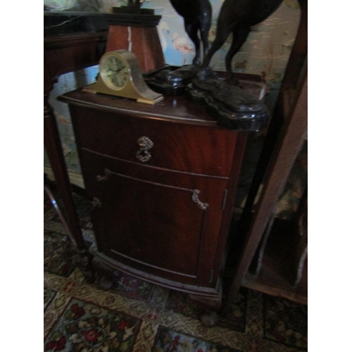 128 - Edwardian Figured Mahogany Front Side Locker with Single Drawer above Cupboard Door Resting on Shape... 