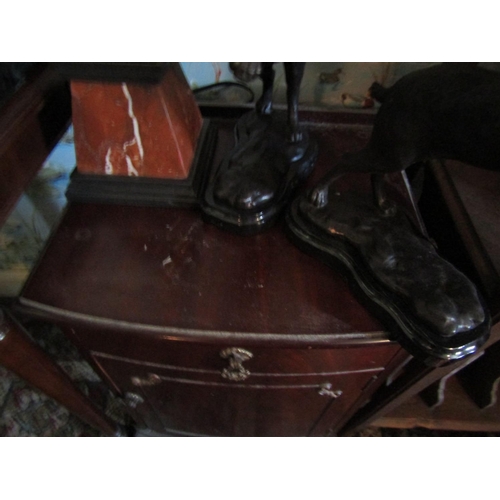 128 - Edwardian Figured Mahogany Front Side Locker with Single Drawer above Cupboard Door Resting on Shape... 