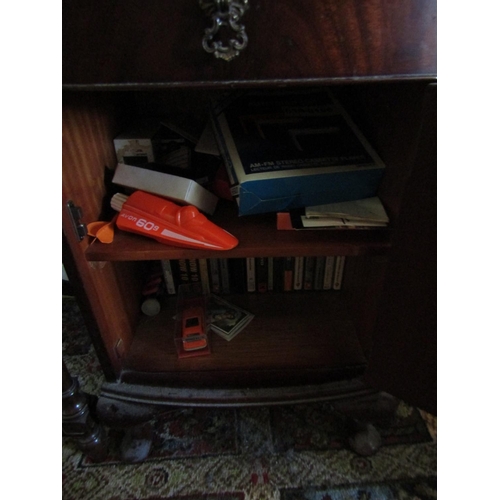 128 - Edwardian Figured Mahogany Front Side Locker with Single Drawer above Cupboard Door Resting on Shape... 