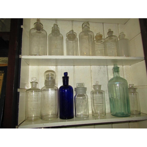 1283 - Two Shelves of Old Chemist Bottles with Stoppers Quantity As Photographed