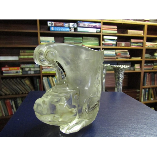 1285 - Unusual Cut Crystal Libation Cup with Incised Decoration Approximately 6 Inches High