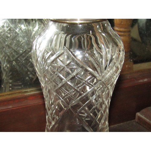 1286 - Large Cut Crystal Solid Silver Top Sugar Shifter Approximately 6 Inches High