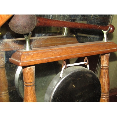 1288 - Edwardian Table Gong with Beater and Large Matchstick Holder with Various Matches contained within L... 