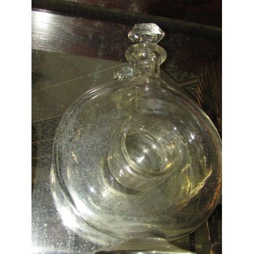 1294 - Unusual Antique Flask Form Crystal Decanter with Stopper Approximately 11 Inches High