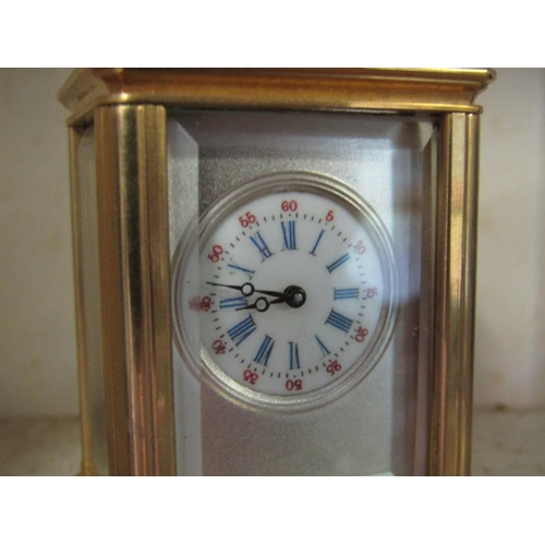 1299 - Cast Brass Carriage Clock of Neat Size with Silvered Face and Roman Numeral Decorated Dial Approxima... 