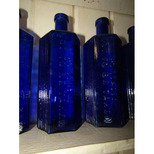 1300 - Collection of Various Blue Bristol Chemist Bottles Quantity As Photographed