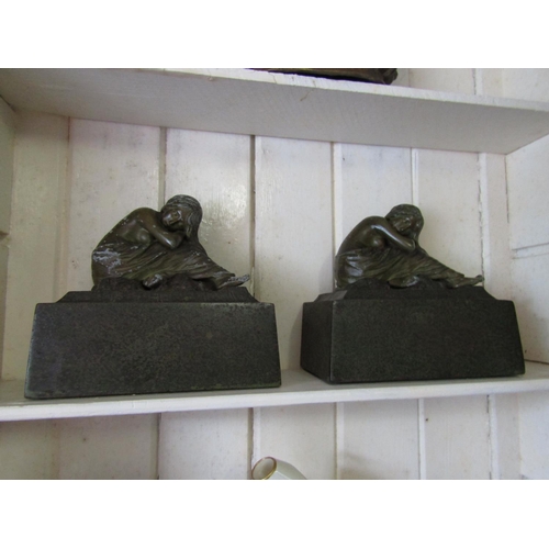 1304 - Bronze Sculpture of Figure on Rectangular Form Base Approximately 8 Inches Wide