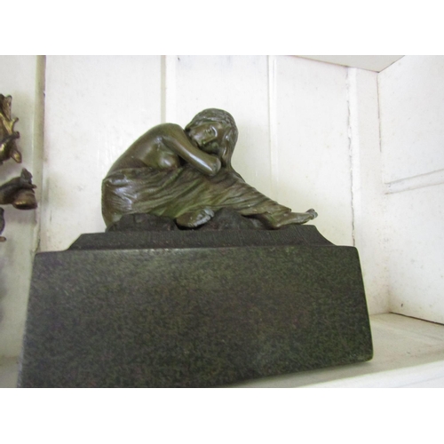 1304 - Bronze Sculpture of Figure on Rectangular Form Base Approximately 8 Inches Wide