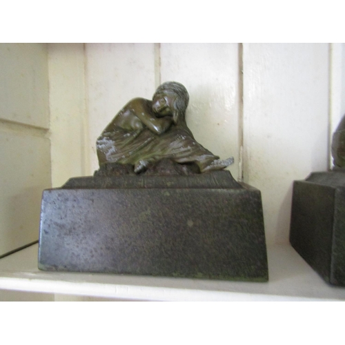 1304 - Bronze Sculpture of Figure on Rectangular Form Base Approximately 8 Inches Wide