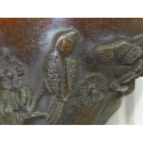 1306 - Carved Libation Cup with Incised Decoration Signed to Base Approximately 6 Inches High