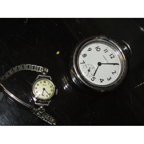 1314 - Two Ladies Ingersoll Pocket Watch and Ladies Silver Wristwatch by Smith Two Items in Lot