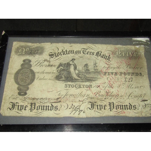 1319 - Stokton on Tees 1890 Framed 5 Pound Note