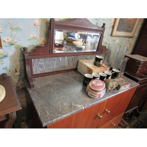 132 - Cupboard Chest of Drawers with Marble Top and Mirrored Back Approximately 42 Inches Wide x 56 Inches... 