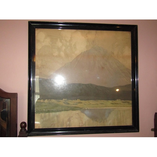 1330 - Paul Henry Late Connemara Scene with Mountain Beyond Antique Lithograph contained within Original Eb... 