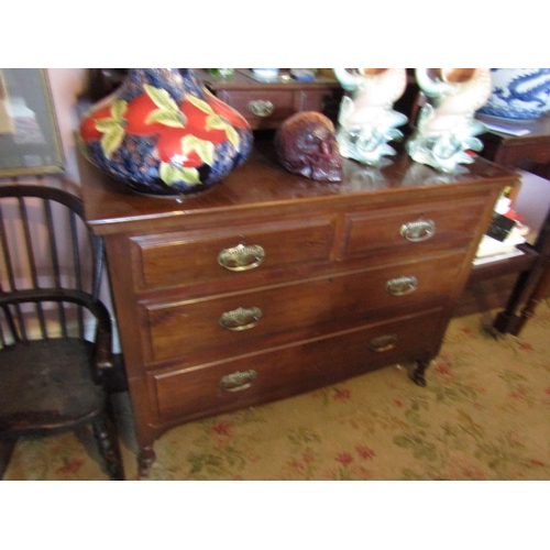 1338 - Antique Mahogany Dressing Chest with Mirrored Back above Two Short and Two Long Drawers Approximatel... 