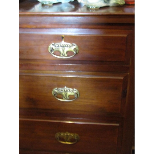 1338 - Antique Mahogany Dressing Chest with Mirrored Back above Two Short and Two Long Drawers Approximatel... 