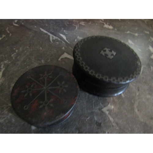 134 - Tortoise Shell Snuff Box of Circular Form and Another Two in Lot