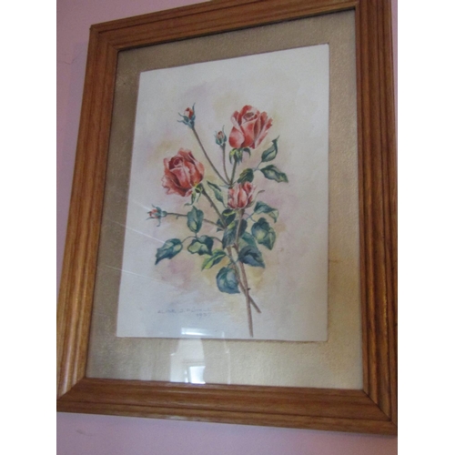 1340 - Floral Still Life Watercolour Signed Indistinctly Lower Left Approximately 12 Inches High x 9 Inches... 