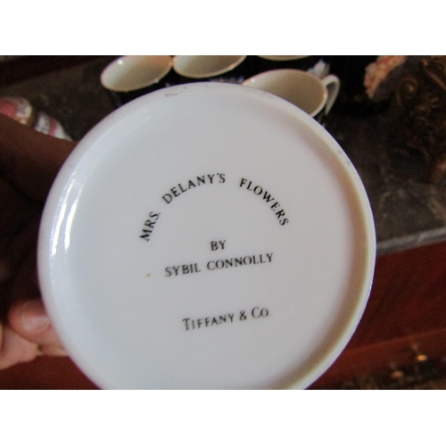 135 - Set of Six Sybil Connolly Mugs Decorated with Mrs Delaney's Flowers Created by Tiffany & Co