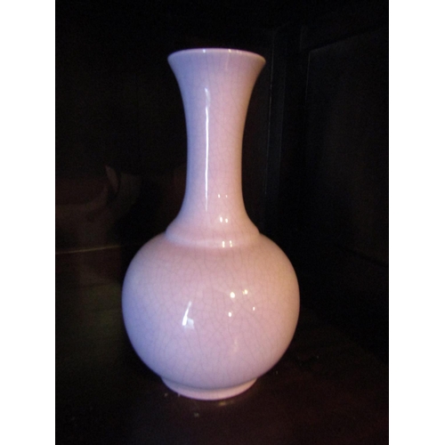 1351 - Pink Ground Crackleware Eastern Vase of Slender Neck Form Approximately 9 Inches High