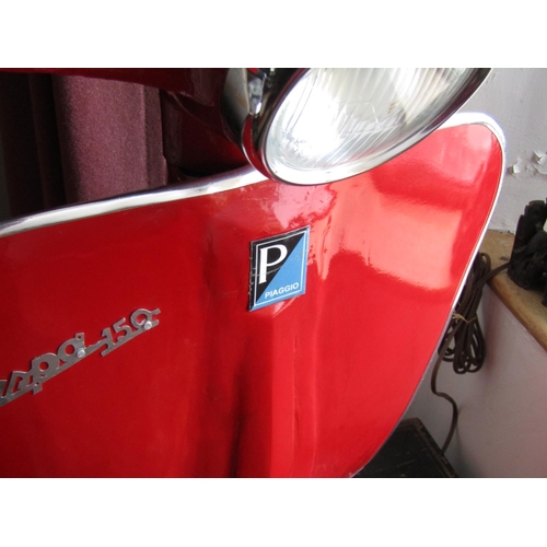 1355 - Vespa 150 Table Lamp Red Enamel Decorated Electrified Working Order Approximately 24 Inches High