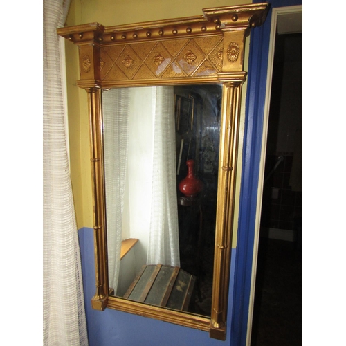 1364 - Gilded Pier Mirror with Side Column Decoration Approximately 3ft High x 20 Inches Wide