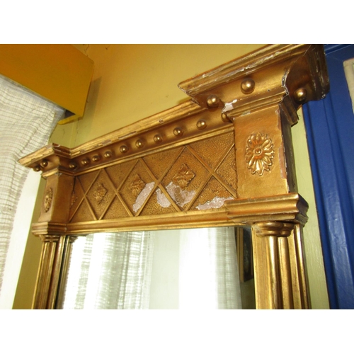 1364 - Gilded Pier Mirror with Side Column Decoration Approximately 3ft High x 20 Inches Wide