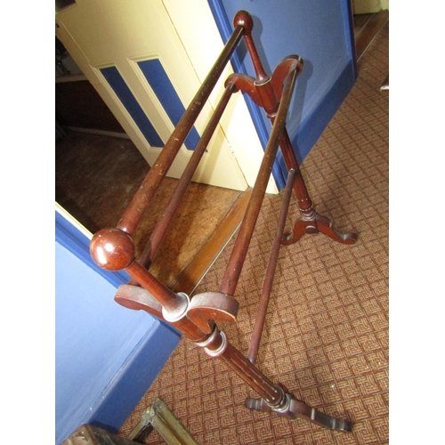 1366 - Early Victorian Mahogany Towel Rail with Well Carved End Supports Approximately 32 Inches Wide x 36 ... 