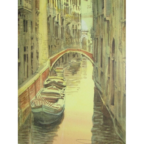 1374 - Venice Scene Watercolour Approximately 16 Inches High x 12 Inches Wide Signed Indistinctly Lower Rig... 