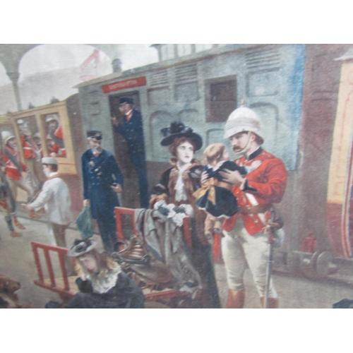 1379 - Richard Hillingford Farewell! Railway Scene Antique Lithograph Approximately 18 Inches High x 32 Inc... 