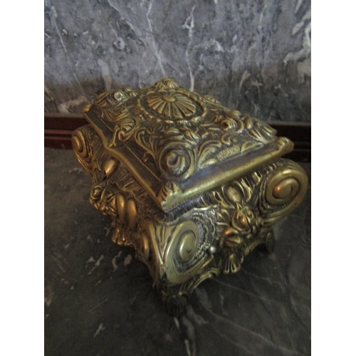 139 - Shaped Form Ormolu Jewellery Box with Hinged Top above Shaped Supports Approximately 8 Inches Wide