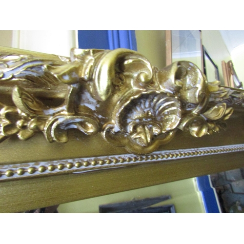 1391 - Gilt Decorated Wall Mirror Rectangular Form Approximately 6ft High x 2ft Wide