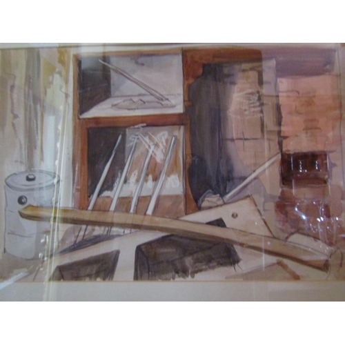 1392 - George Campbell RUA Watercolour Interior Scene Signed Lower Right Approximately 18 Inches High x 22 ... 