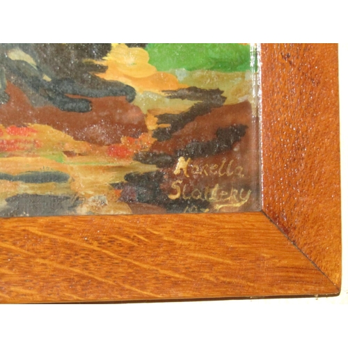 1412 - Marella Slattery Woodland Scene with Bridge Beyond Oil on Board Approximately 16 Inches High x 20 In... 