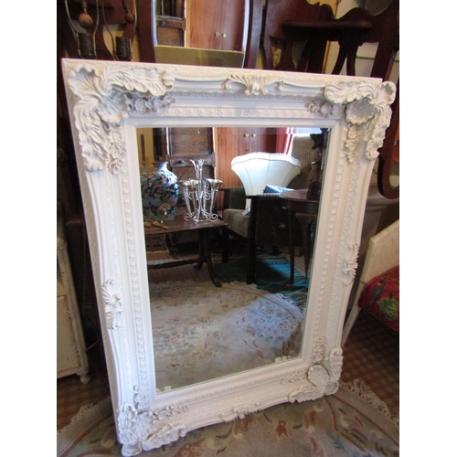 1417 - Rectangular Swept Corner Wall Mirror Approximately 4ft High x 3ft Wide