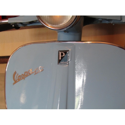 1420 - Vespa Motif Enamel Metal Table Light of Good Size Electrified Working Order Approximately 25 Inches ... 