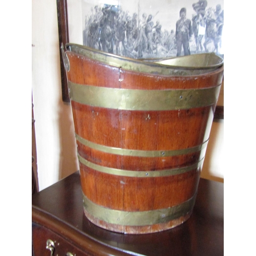 1423 - Irish George III Brassbound Oyster Bucket with Original Liner and Swing Carry Handle Approximately 1... 