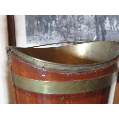 1423 - Irish George III Brassbound Oyster Bucket with Original Liner and Swing Carry Handle Approximately 1... 